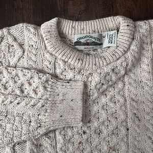 VTG Aran Crafts Wool Fisherman Chunky-Knit Y2K 90's Sweater Grandpa Ireland‎ XL